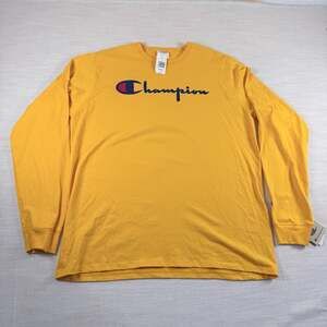 Champion Heritage Long Sleeve Script Logo T-Shirt Yellow 2XL